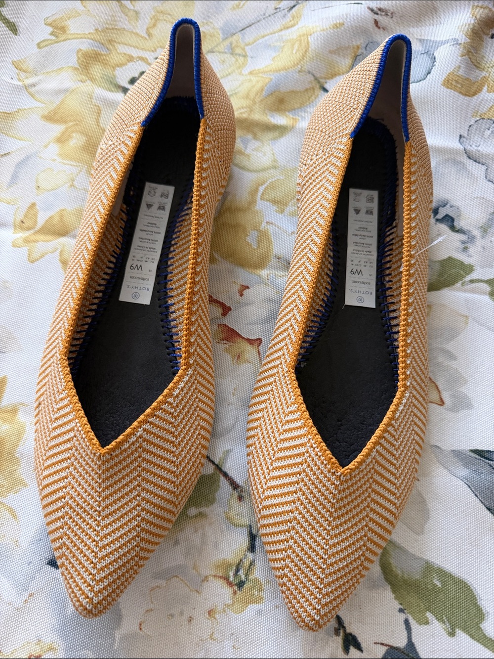 Rothys Pointed Toe Women’s Flats in Mustard Yellow
